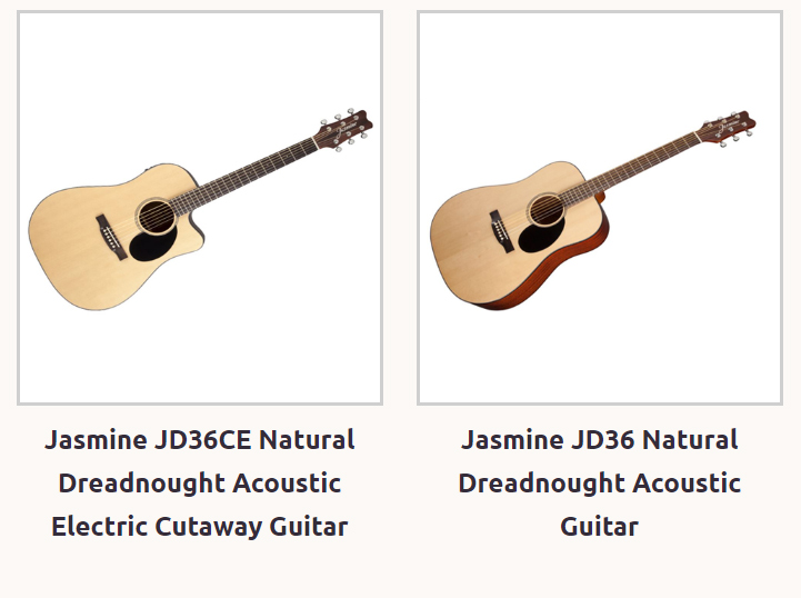 Picture of two Jasmine 
		Guitars